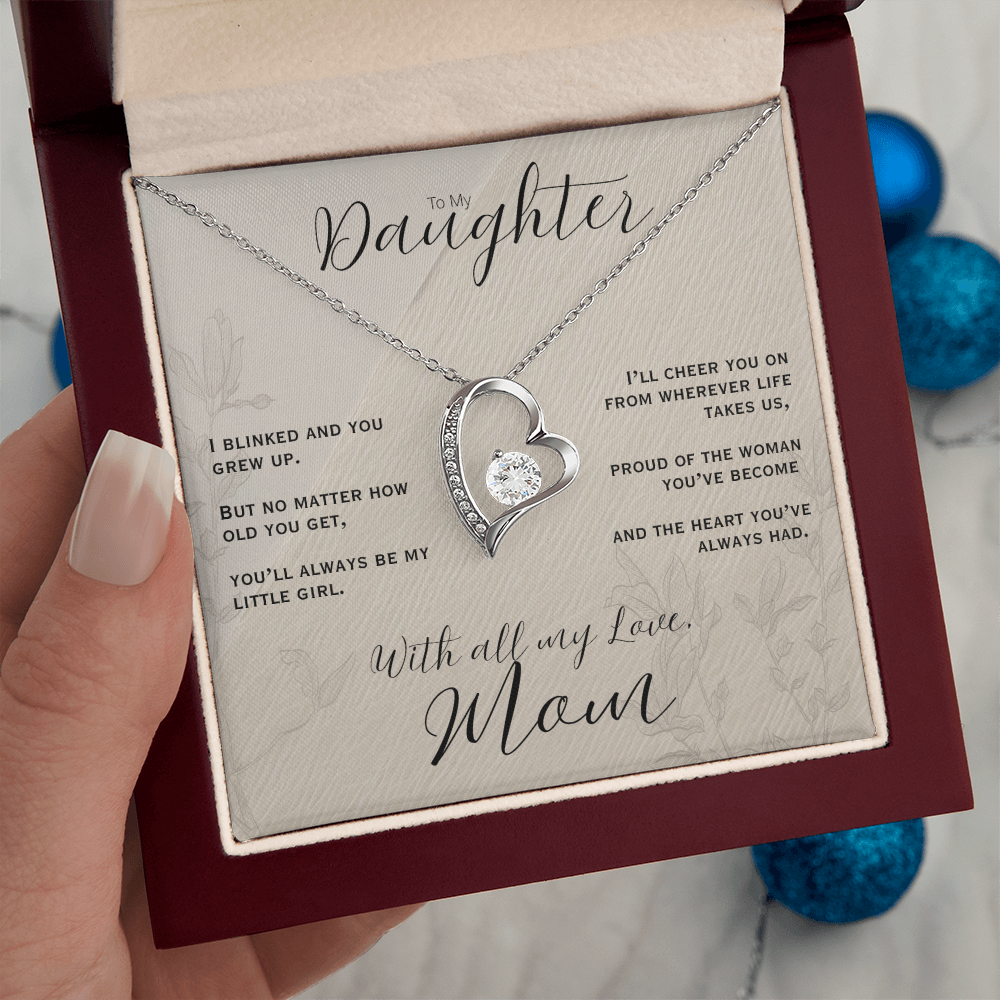To My Daughter, Love Mom Heart Necklace
