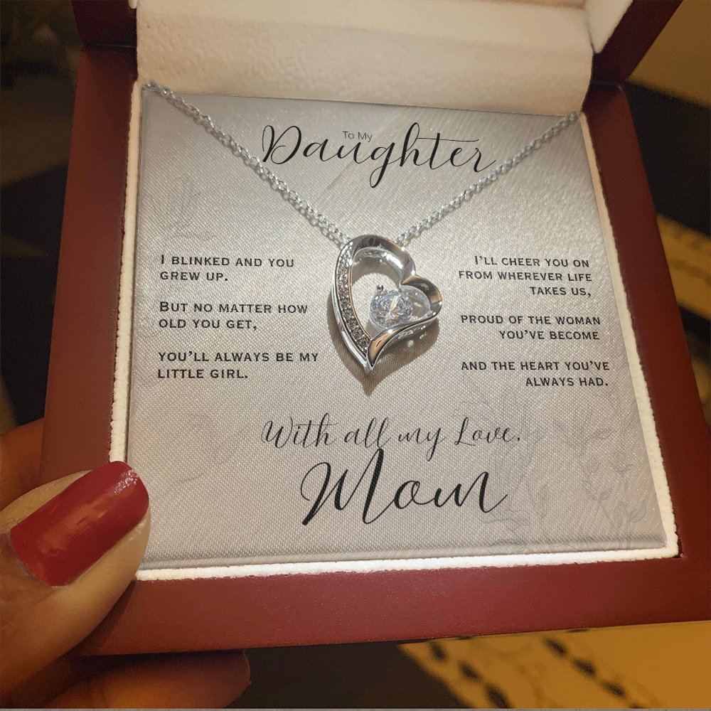 To My Daughter, Love Mom Heart Necklace