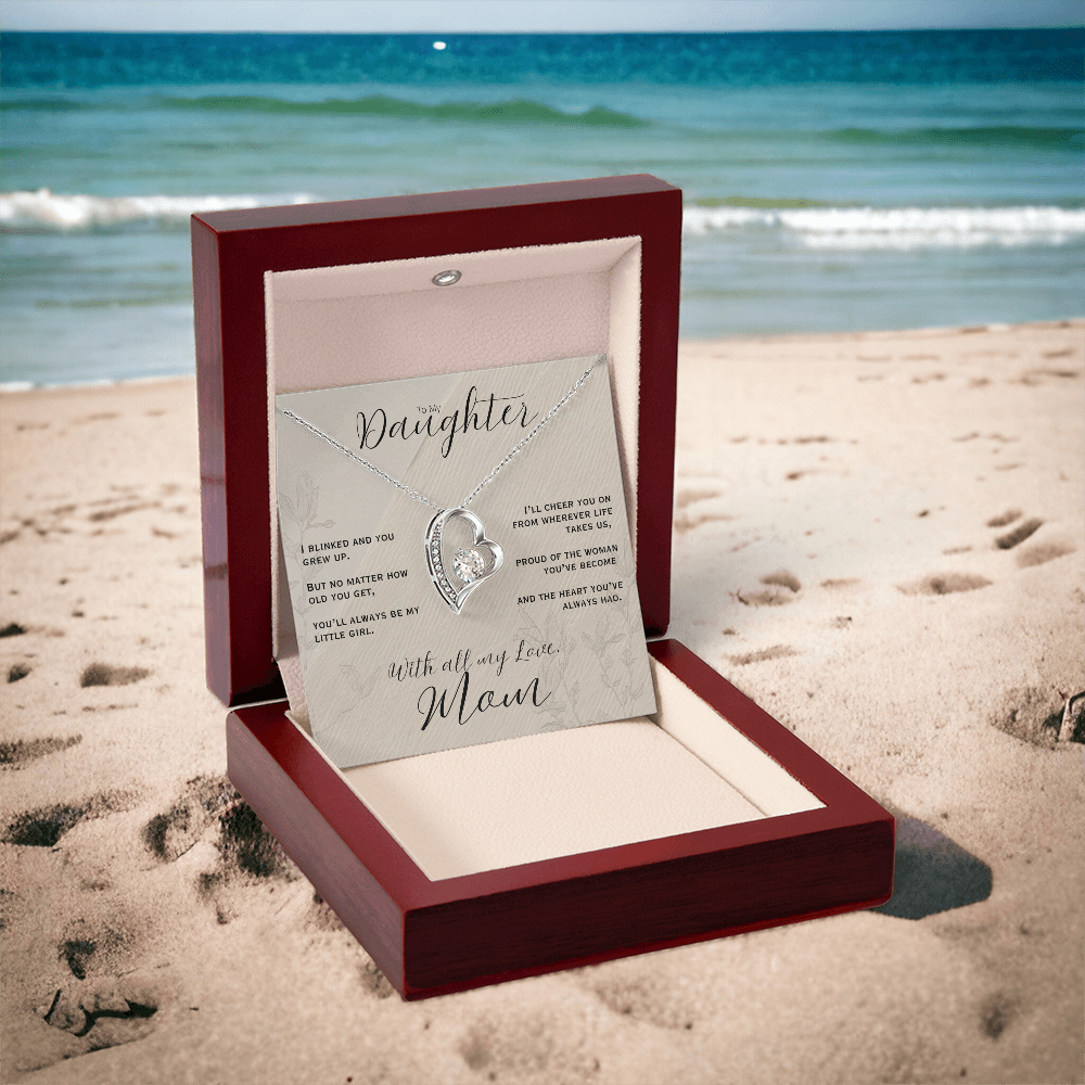 To My Daughter, Love Mom Heart Necklace