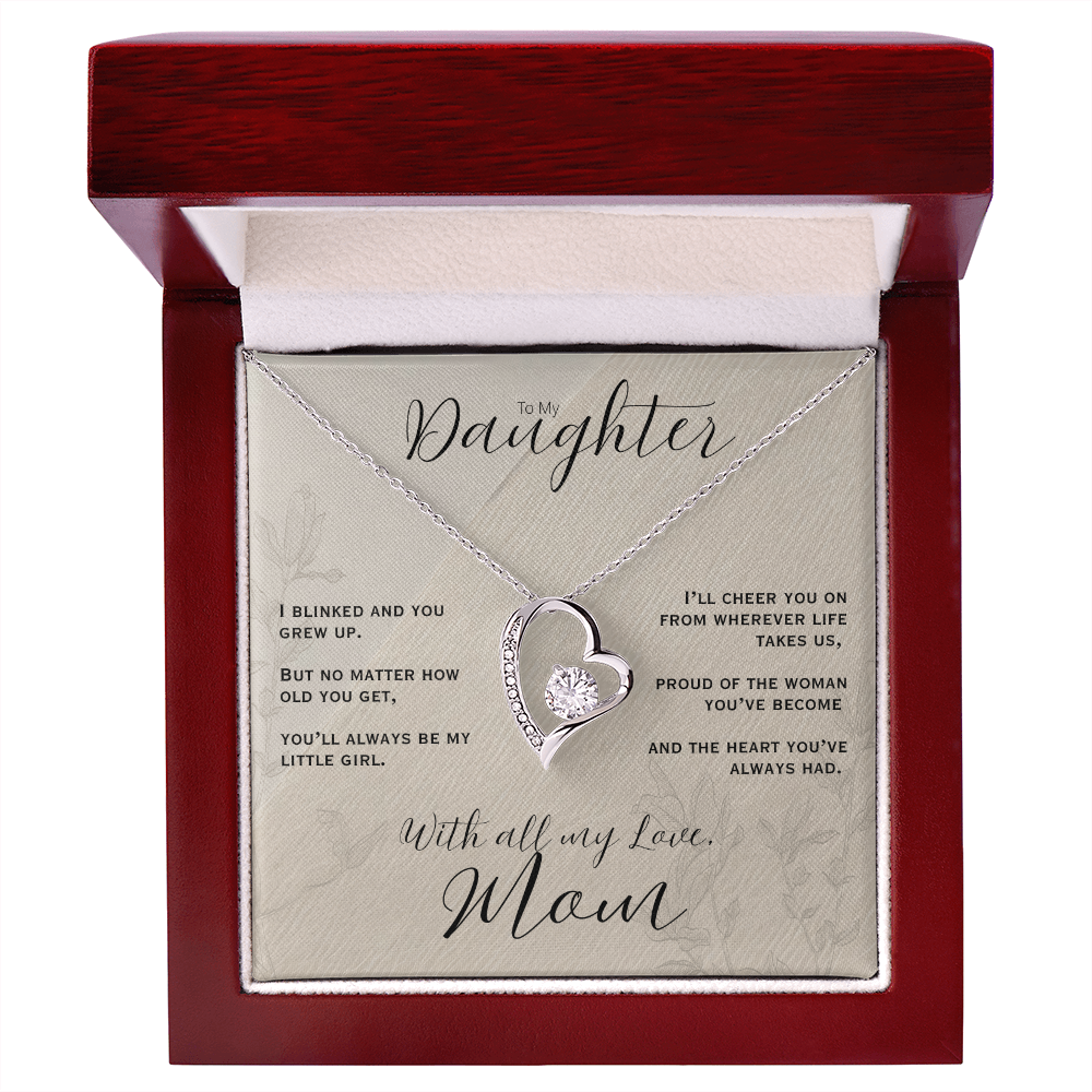 To My Daughter, Love Mom Heart Necklace