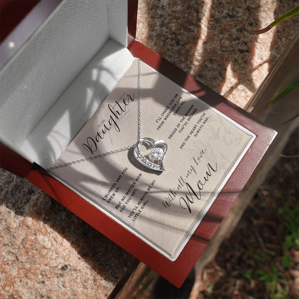 To My Daughter, Love Mom Heart Necklace