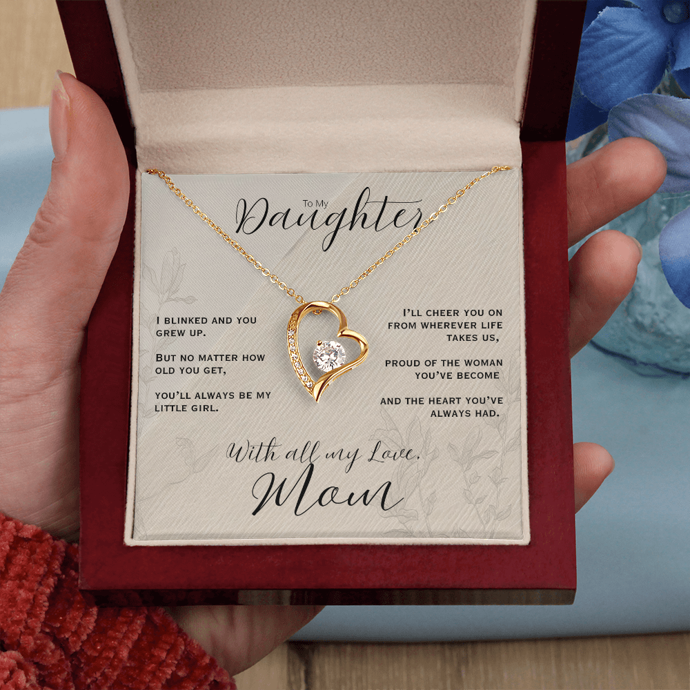 To My Daughter, Love Mom Heart Necklace