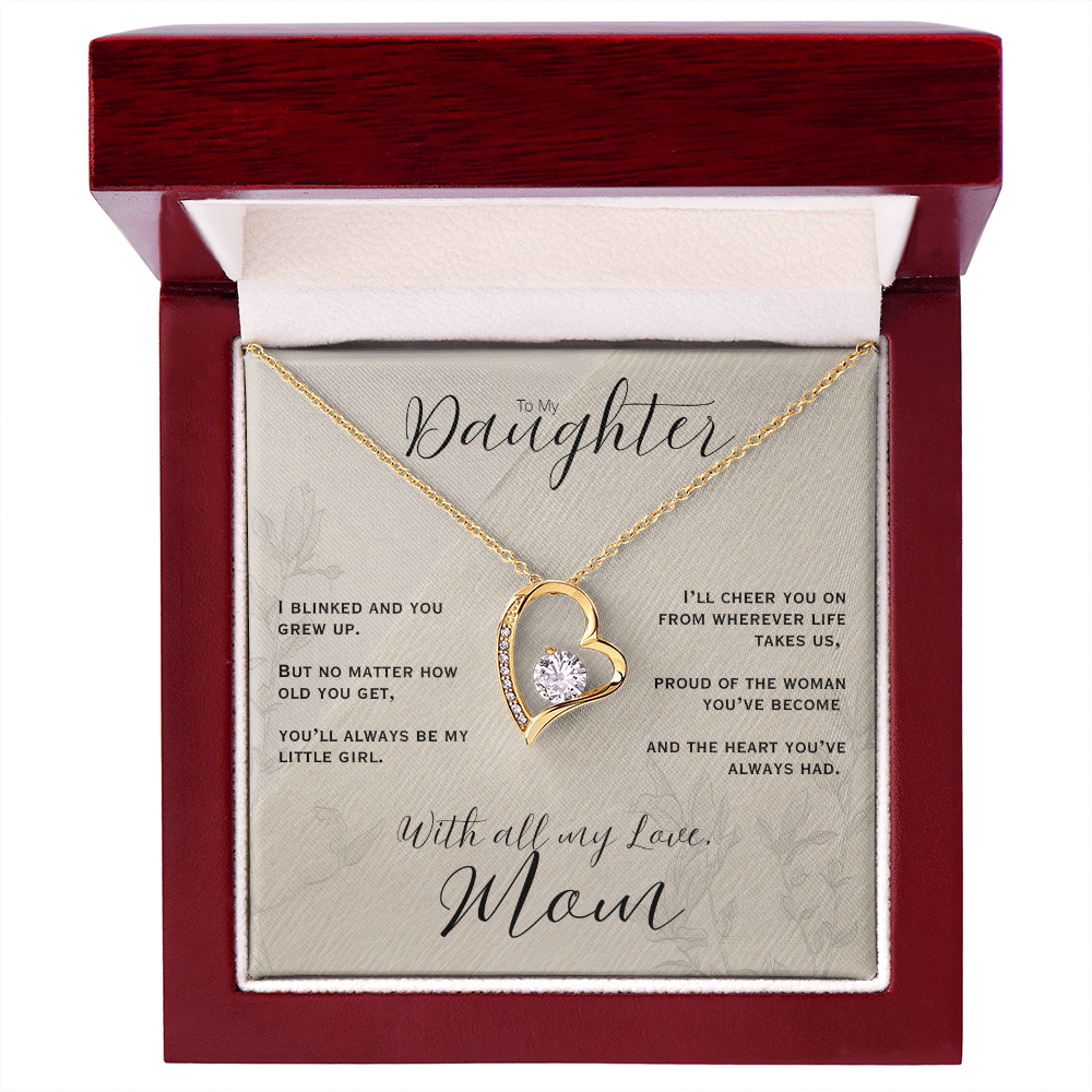 To My Daughter, Love Mom Heart Necklace