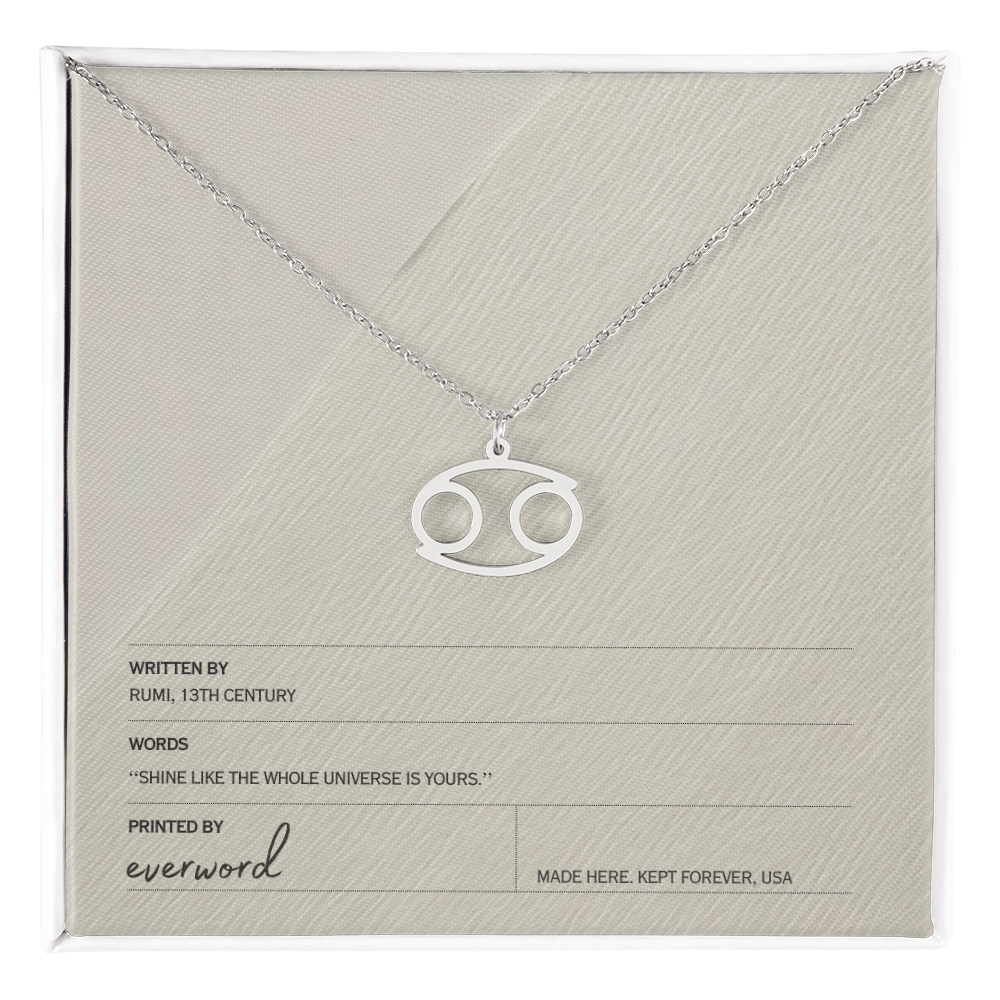 Shine like the whole universe is yours. - Rumi, Zodiac Necklace