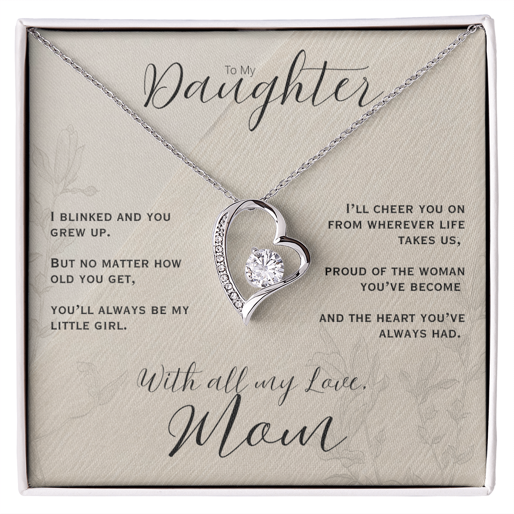 To My Daughter, Love Mom Heart Necklace
