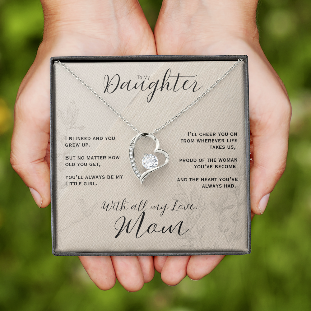 To My Daughter, Love Mom Heart Necklace