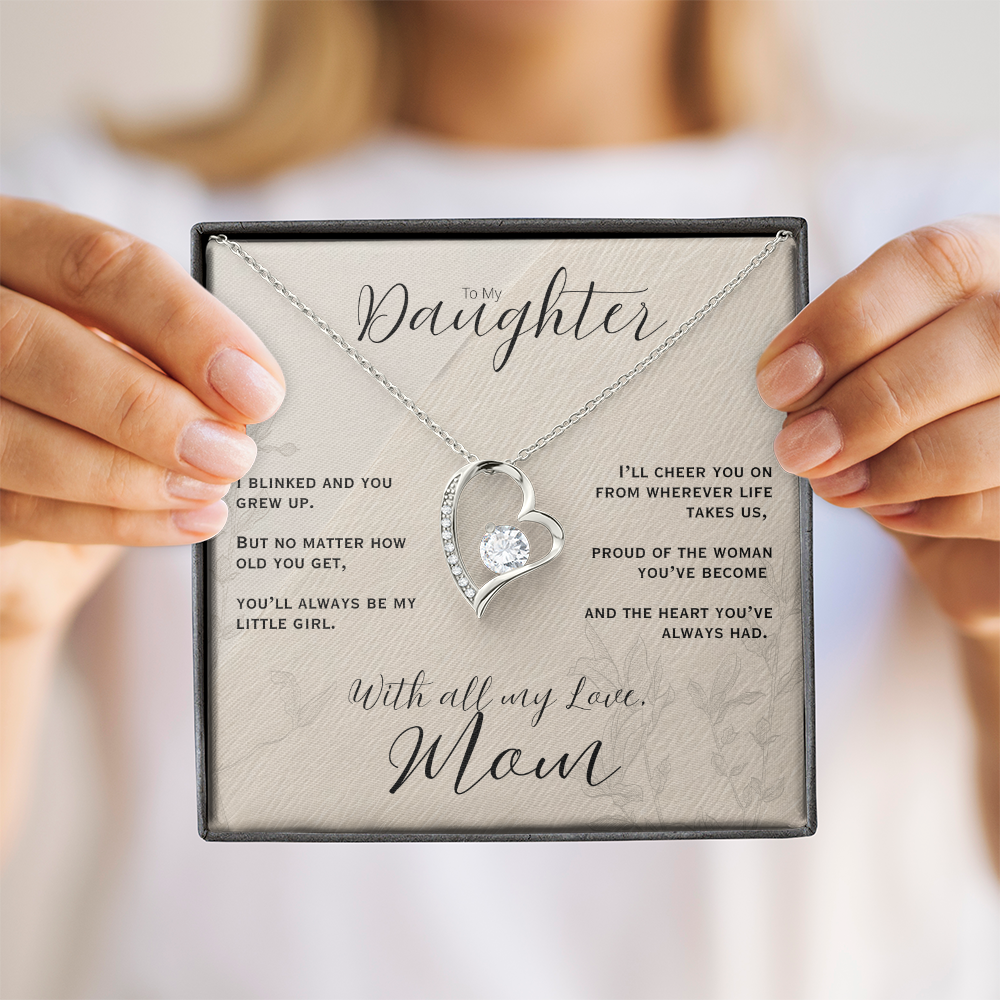 To My Daughter, Love Mom Heart Necklace