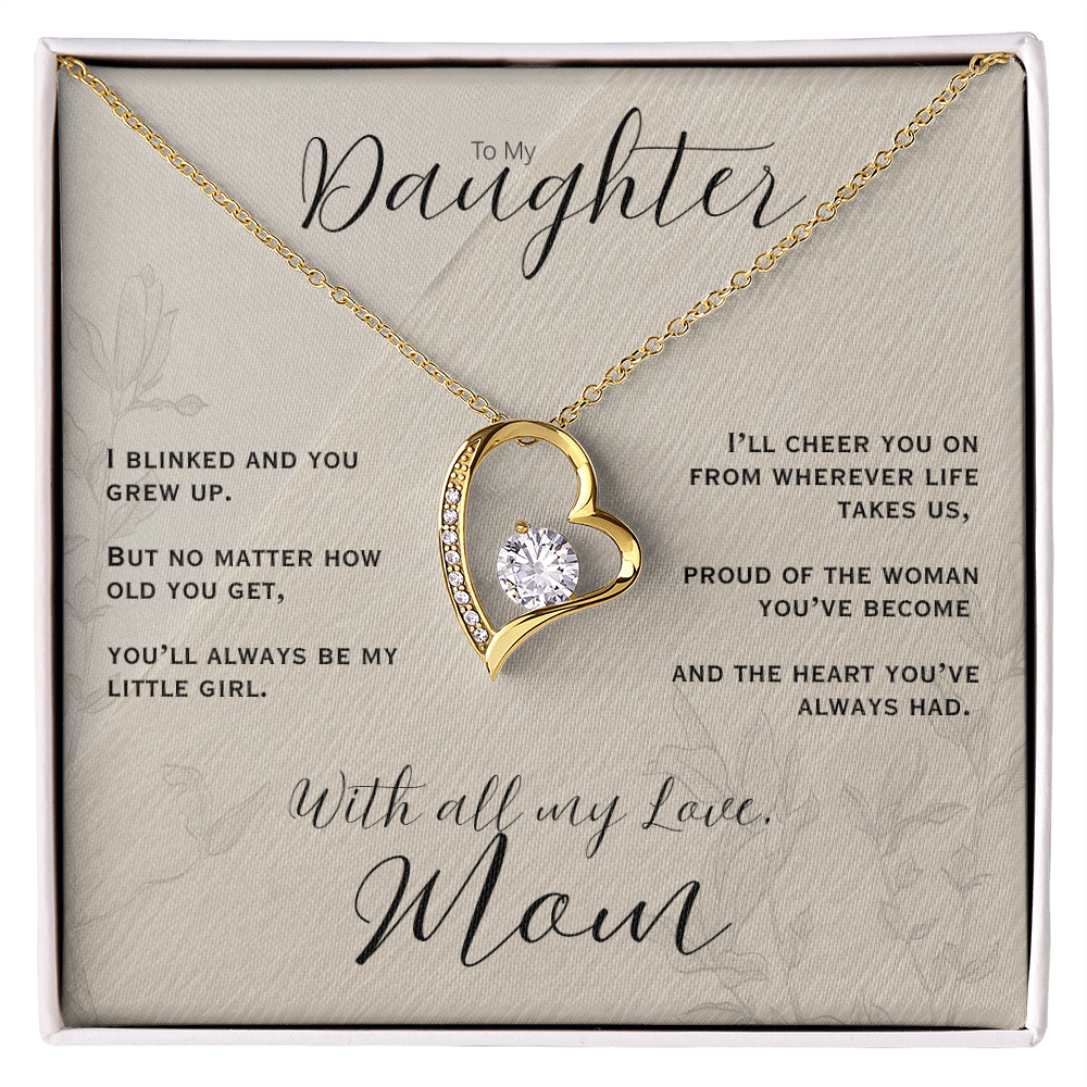 To My Daughter, Love Mom Heart Necklace