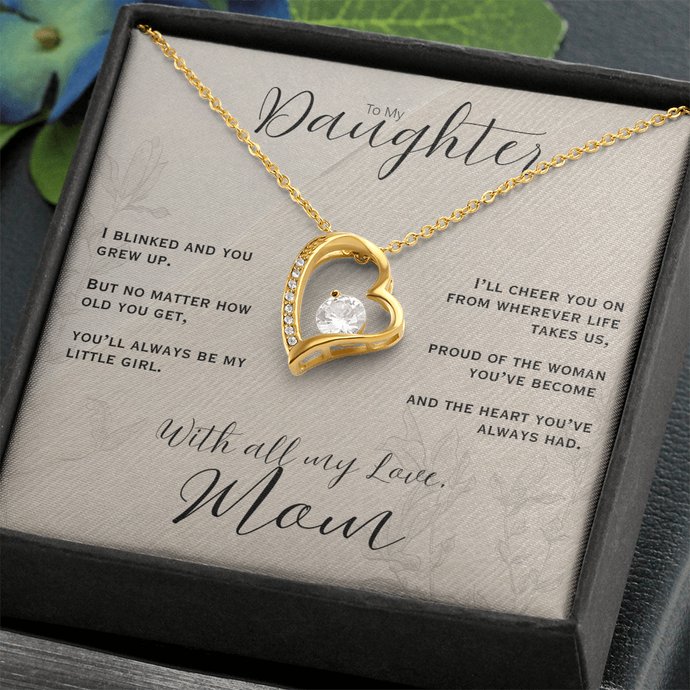 To My Daughter, Love Mom Heart Necklace