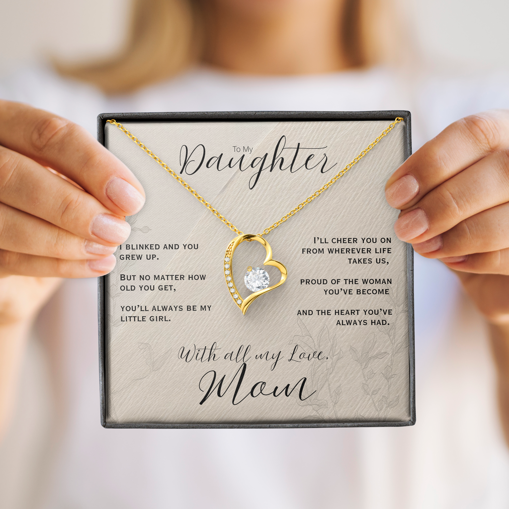To My Daughter, Love Mom Heart Necklace